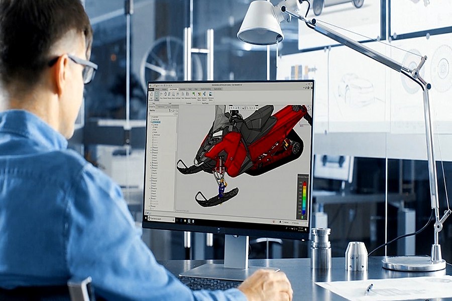 Design engineer working on a CAD model