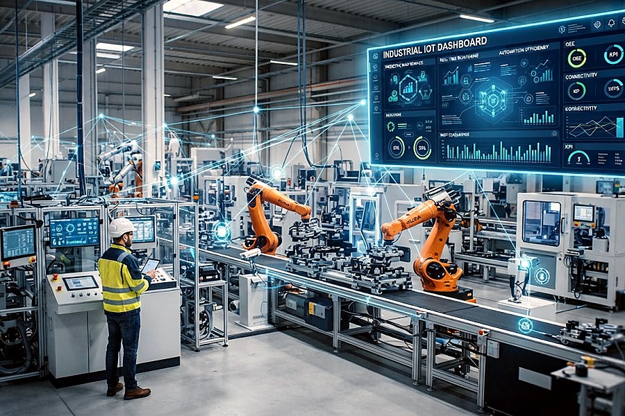 Connected sensors on industrial production equipment